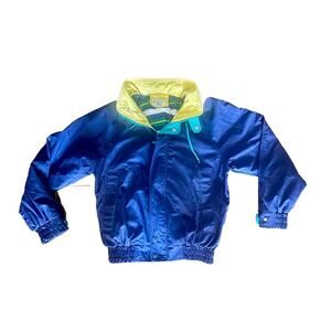 Vintage 80s Mens Oceanside Size M Sailing Nautical Jacket Color Block Coat Blue